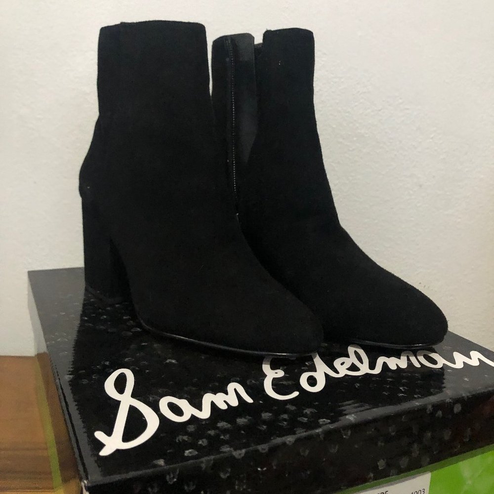 SAM EDELMAN BLACK SUEDE ANKLE BOOTS